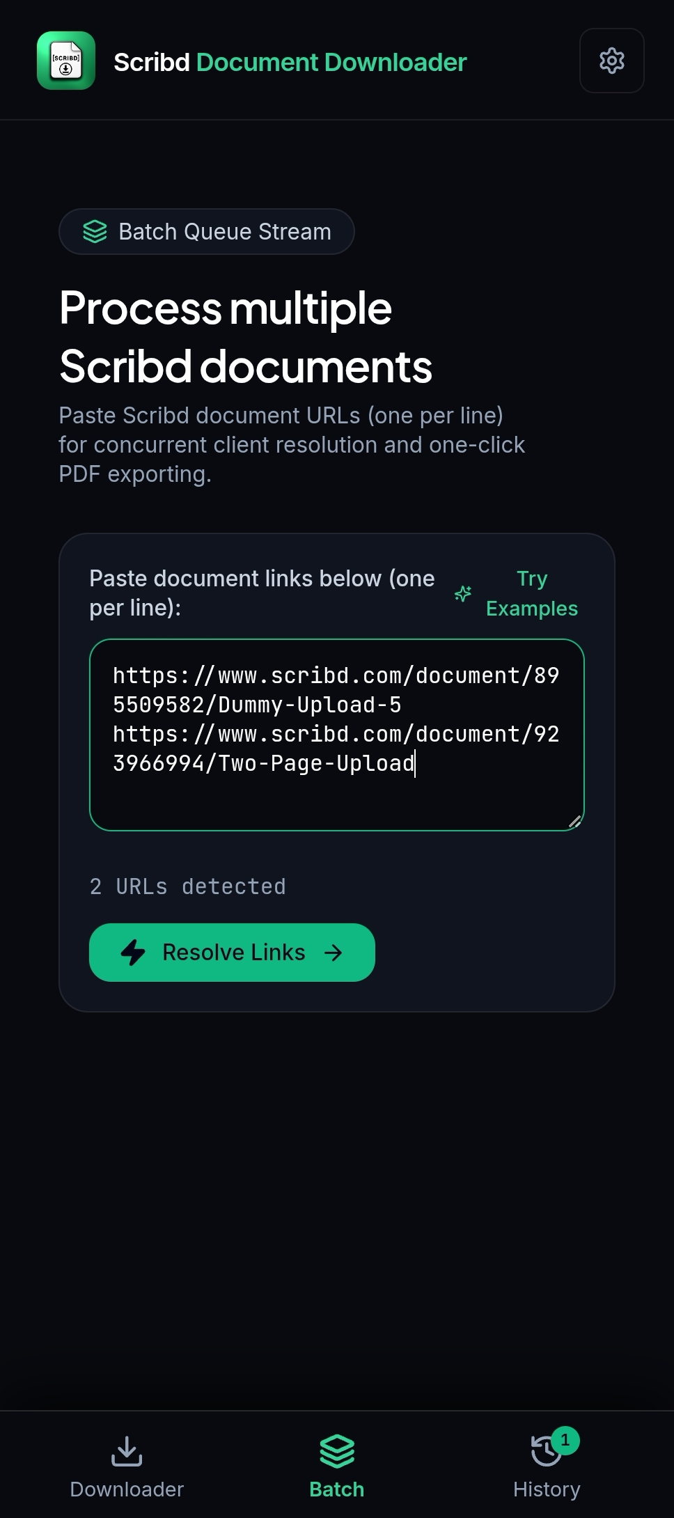 Scribd Document Downloader Batch Downloader Multi-Link Input Queue