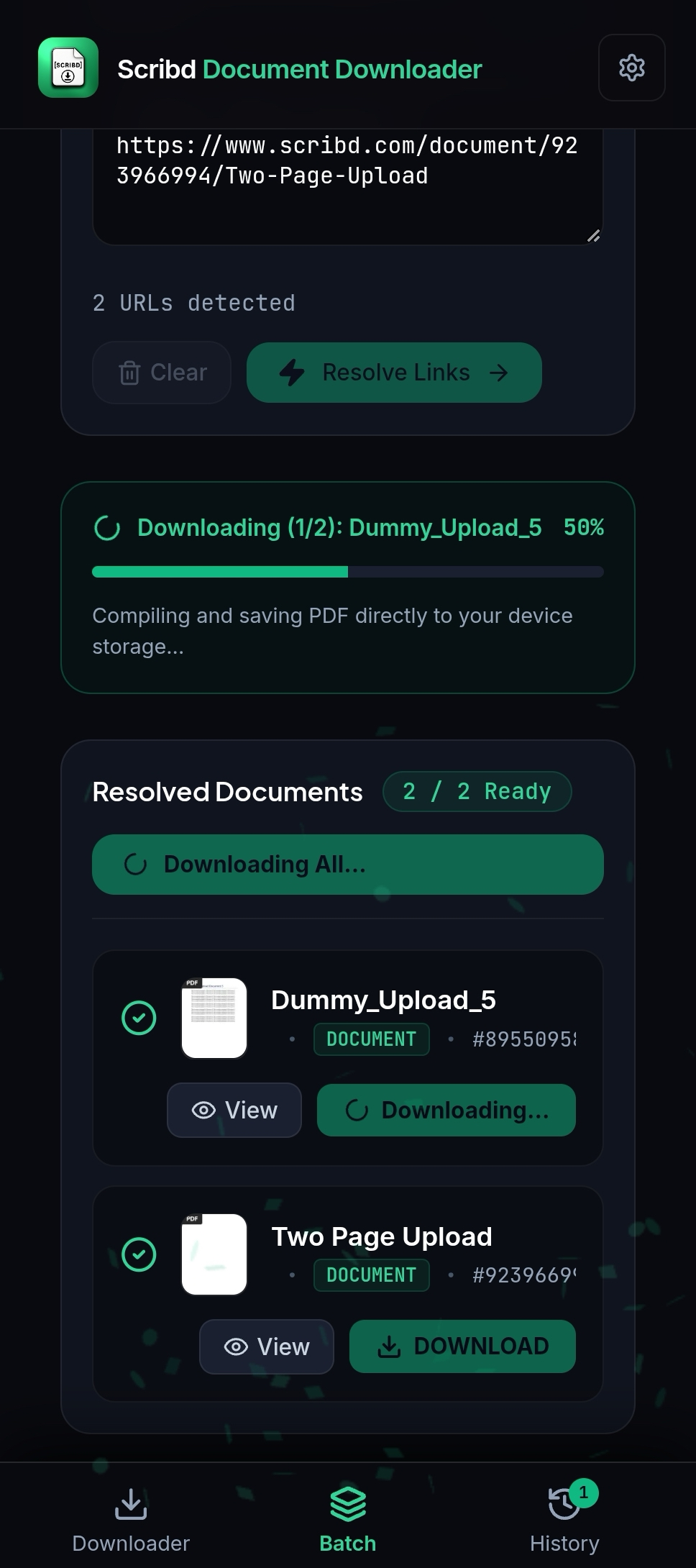 Scribd Document Downloader Batch Ready Queue with 1-Tap Download All